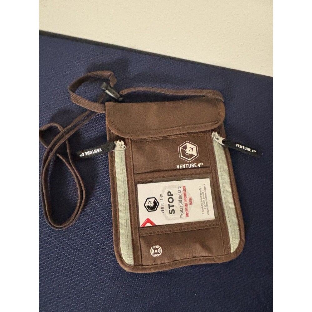 Venture 4th RFID-blocking Passport Travel Pouch Clear ID window adjustable NEW